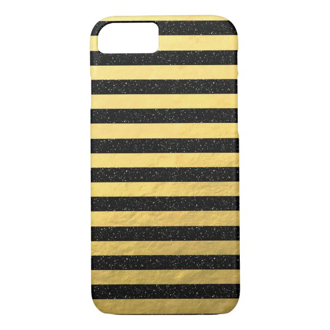 Gold Foil Black Stripes iPhone 7, Barely There Case-Mate iPhone Case (Back)
