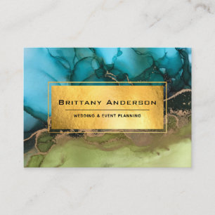 Gold Foil Black Teal Green Ethereal Custom Busines Business Card