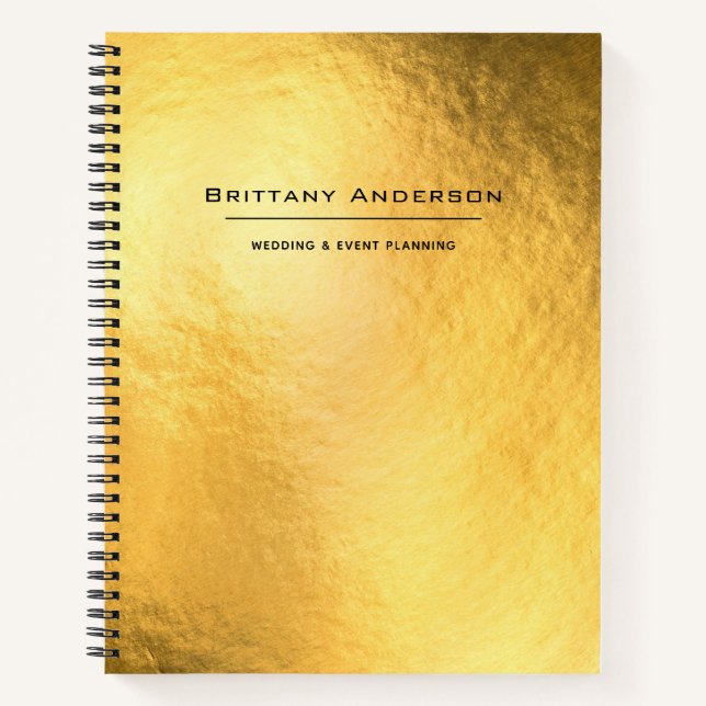 Gold Foil Black Typography Business Planner Notebook (Front)