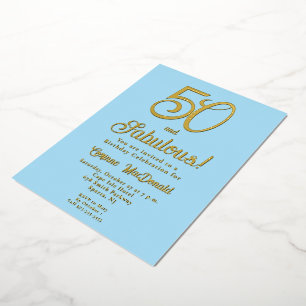 Gold Foil Blue Fifty & Fabulous 50th Birthday