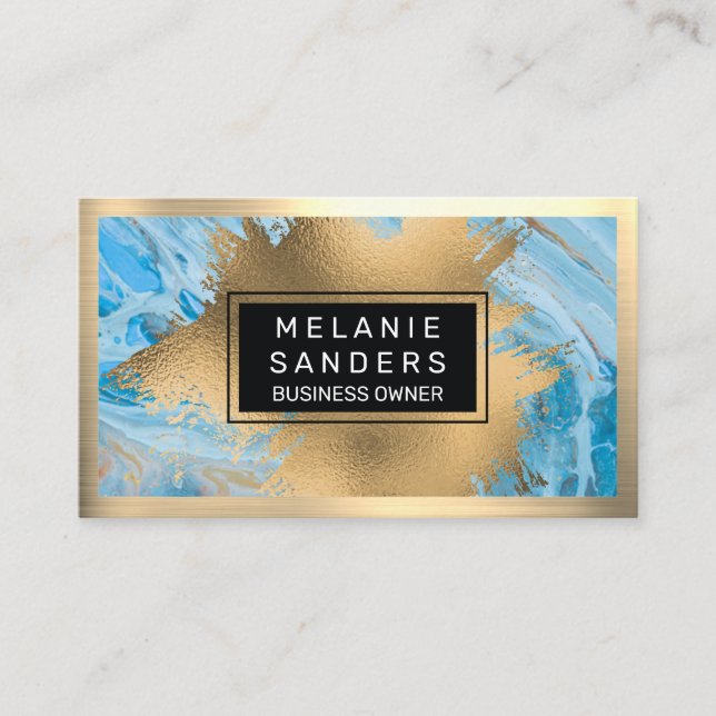 Gold Foil | Blue Marble Business Card (Front)