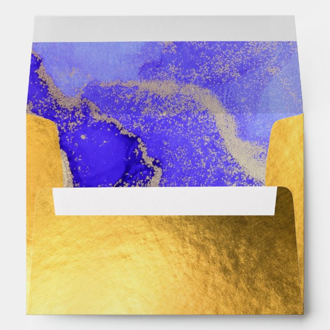 Gold Foil Blue Purple Abstract Wedding Envelope (Back (Bottom))
