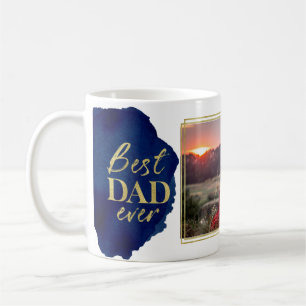 Gold Foil Blue Watercolor Father's Day Coffee Mug