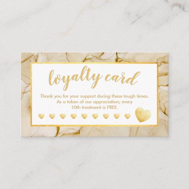 Gold Foil Blush Brown Salon Loyalty Card (Front)
