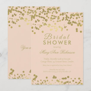 Gold Foil Blush Confetti Elegant Bridal Shower Invitation