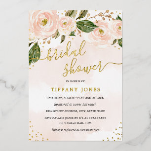gold Foil Blush Watercolor Floral Bridal Shower
