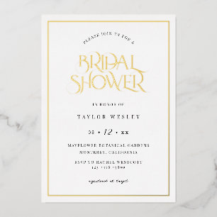 Gold Foil Boho Bridal Shower Party Invitation Card