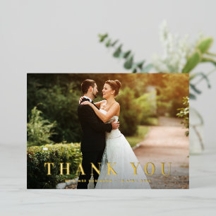 Gold foil bold text wedding thank you card