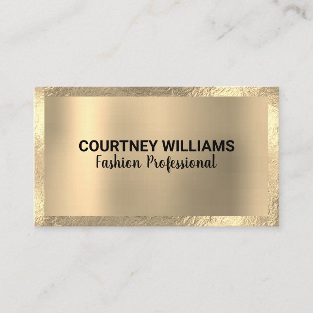 Gold Foil Border | Golden Metal Business Card (Front)
