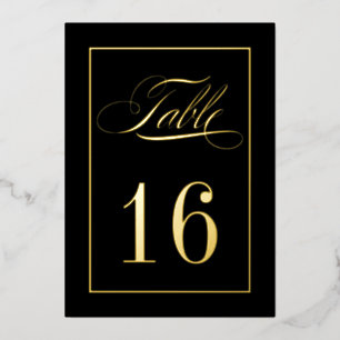 Gold Foil Border Traditional Wedding Table Numbers