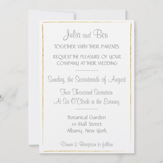 Gold Foil Border Wedding Invitation (Front)