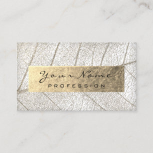 Gold Foil Botanical Gray WHITE WRITER BLOGGER Business Card