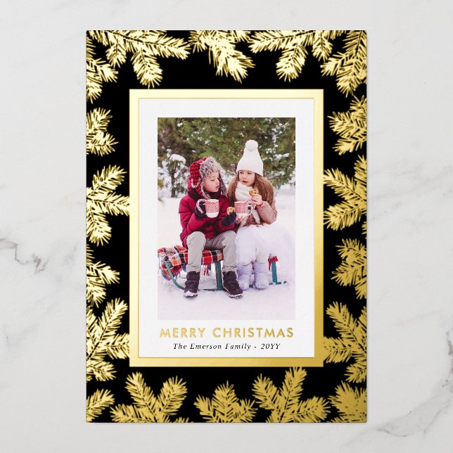 Gold Foil Botanical Holiday Card (Front)