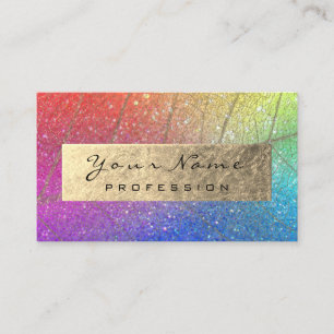 Gold Foil Botanical Rainbow Holograph Pink Business Card