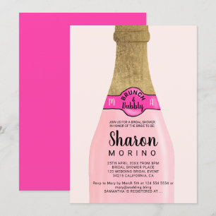 Gold foil bottle brunch bubbly bridal shower invitation
