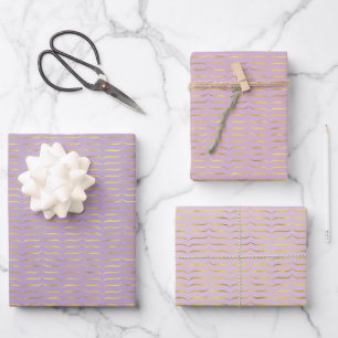 Gold Foil Brackets and Lilac Coloured Backgrounds Wrapping Paper Sheet