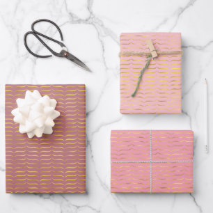 Gold Foil Brackets with Pink Coloured Backgrounds  Wrapping Paper Sheet