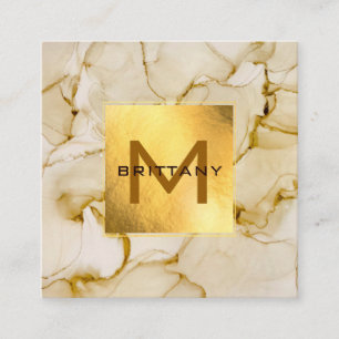 Gold Foil Brown Beige Personalised Square Business Card