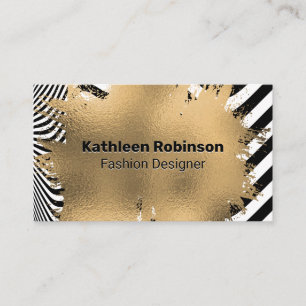Gold Foil Brushed Stripes Wave Background Business Card