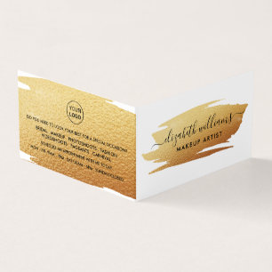 Gold Foil Brushstroke Makeup Artist Loyalty Business Card