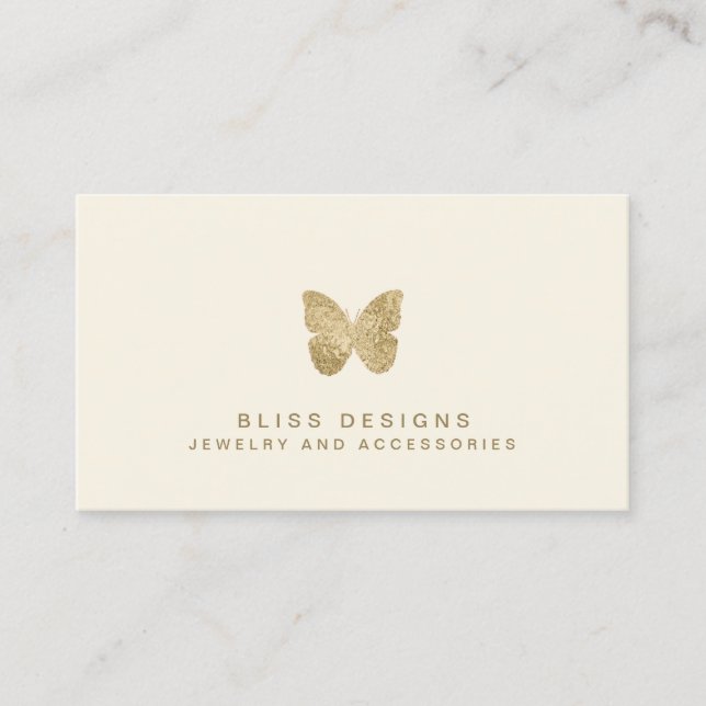Gold Foil Butterfly Elegant Simple Business Card (Front)