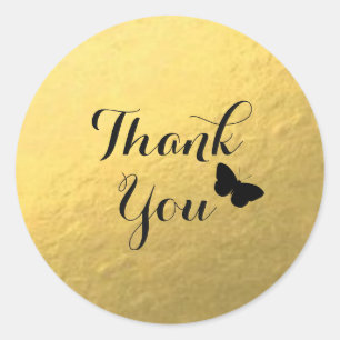 Gold Foil Butterfly Thank You Sticker