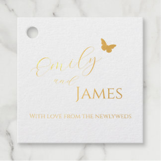 Gold Foil Butterfly Wedding Favour Tag