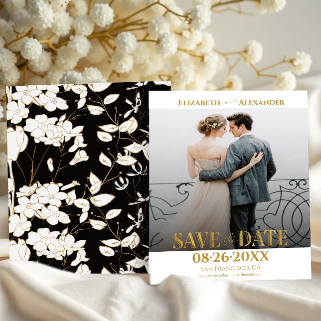 Gold Foil Calligraphy Photo Save the Date (Creator Uploaded)