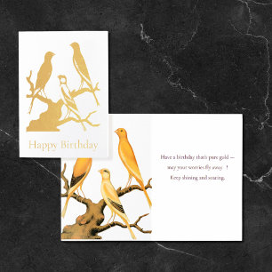 Gold Foil Canary Silhouette Birthday Card