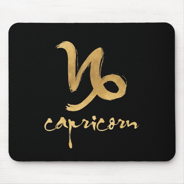 Gold Foil Capricorn Zodiac Symbol Mouse Mat (Front)