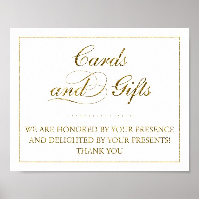 Gold Foil Cards & Gifts Wedding Sign (Front)