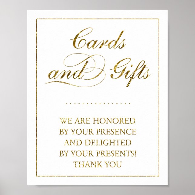 Gold Foil Cards & Gifts Wedding Sign (Front)