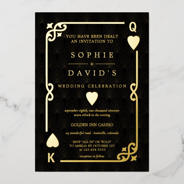 GOLD FOIL Casino Las Vegas Poker LOGO Wedding (Front)