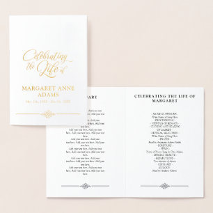 Gold Foil Celebration of Life Funeral Program