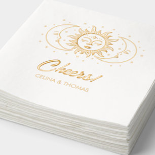 Gold Foil Celestial Personalised Wedding Napkins