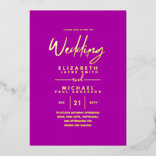 GOLD FOIL Cerise Pink Modern All-in-1 Wedding