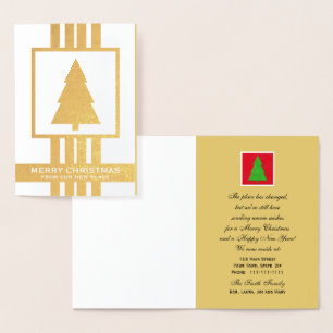 Gold Foil Change of Address Christmas Card