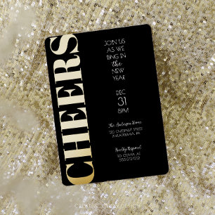 Gold Foil Cheers New Year's Eve Party Invitation