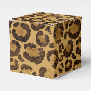 Gold Foil Cheetah Pattern Jungle Birthday Party Favour Box