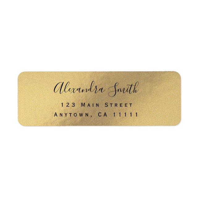 Gold Foil Chic Modern Return Address Label (Front)
