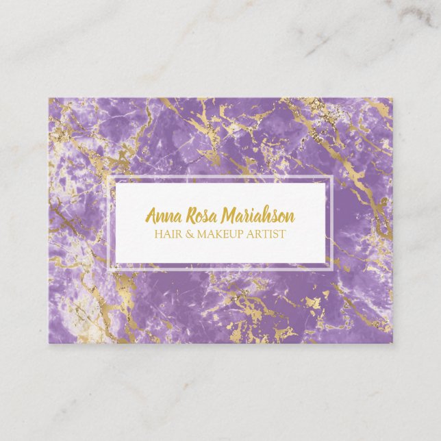 *~* Gold Foil Chic Purple Marble Popular Glam Luxe Business Card (Front)
