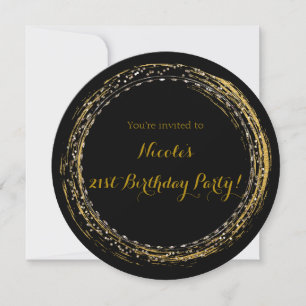 Gold Foil Chic Sparkle Glamour Circle Invitations