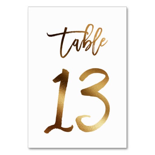 Image of Gold foil chic wedding table number | Table 13
