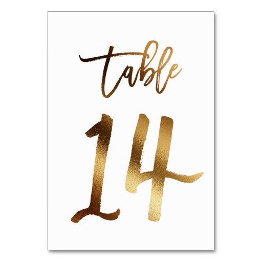 Image of Gold foil chic wedding table number | Table 14