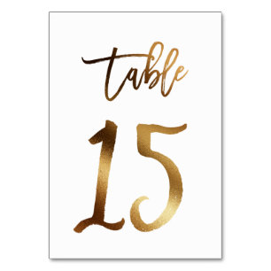 Gold foil chic wedding table number   Table 15