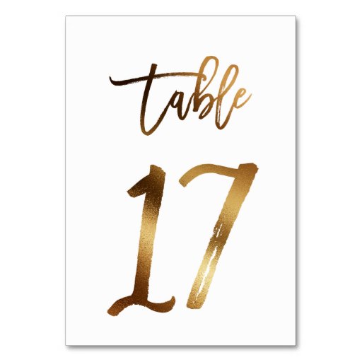 Image of Gold foil chic wedding table number | Table 17