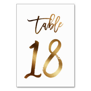 Gold foil chic wedding table number   Table 18