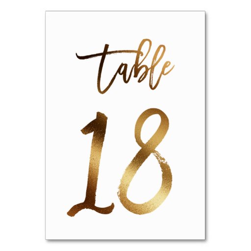 Image of Gold foil chic wedding table number | Table 18
