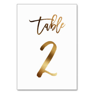 Gold foil chic wedding table number   Table 2