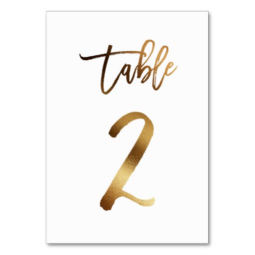 Image of Gold foil chic wedding table number | Table 2